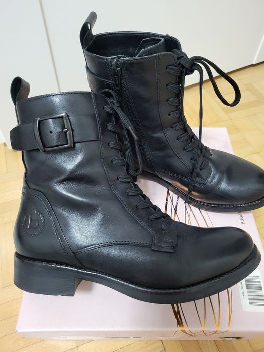 Botki trapery skórzane czarne Bugatti 38