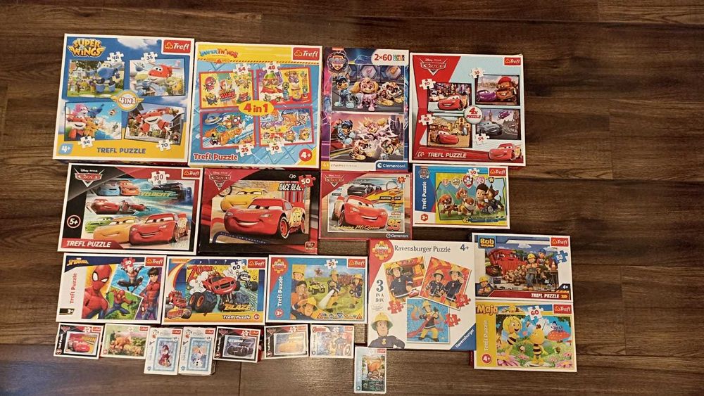 Puzzle DUŻY zestaw dla dzieci - McQueen, Strażak Sam, Psi Patrol