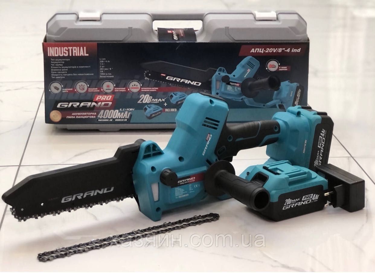 Аккумуляторная пила цепная Grand АПЦ-20V/8"-4 ind INDUSTRIAL 203 мм
