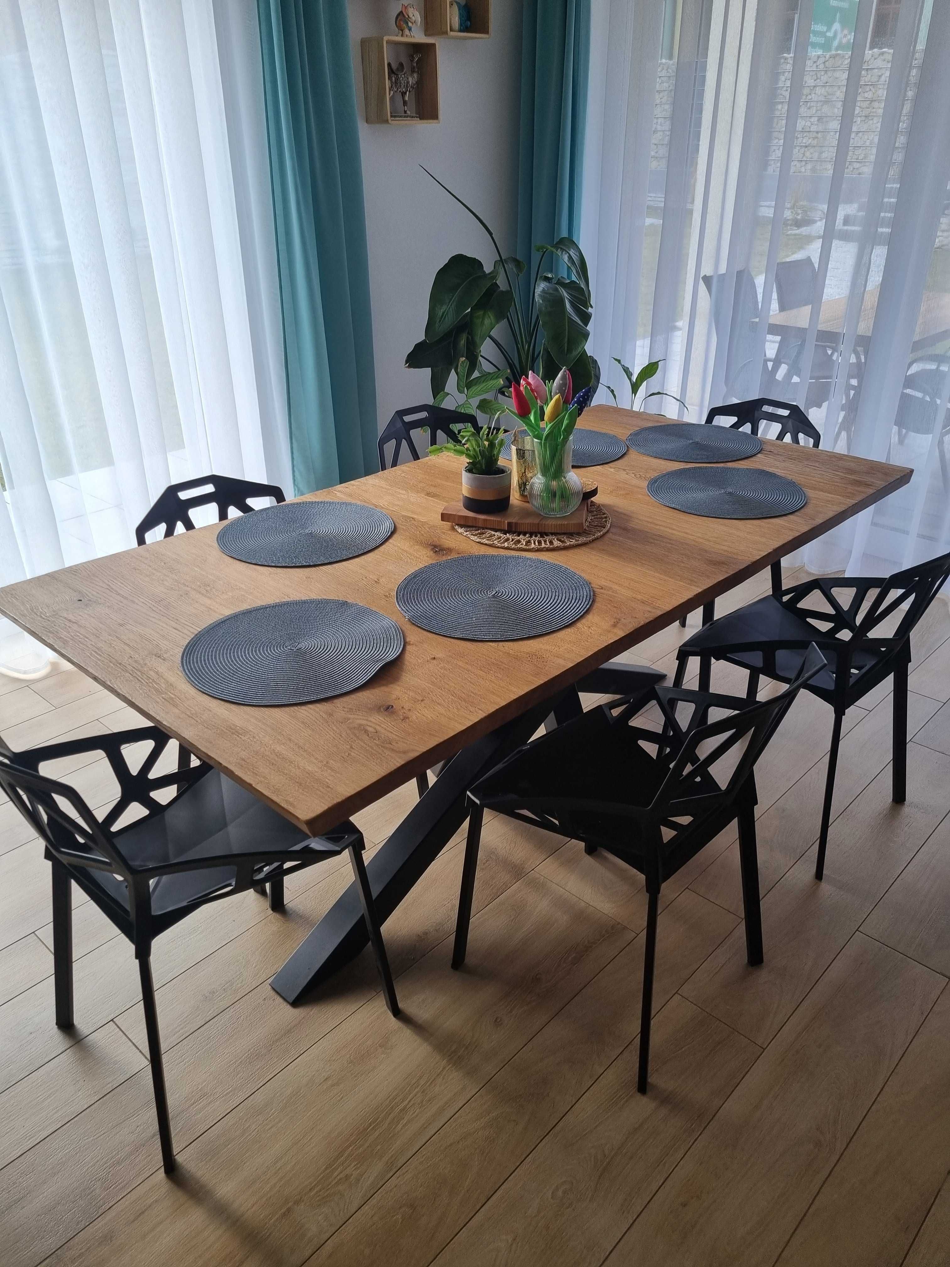 Piękny Duzy Dębowy blat Stol do Jadalni!Loft-198 x 100x 5cm