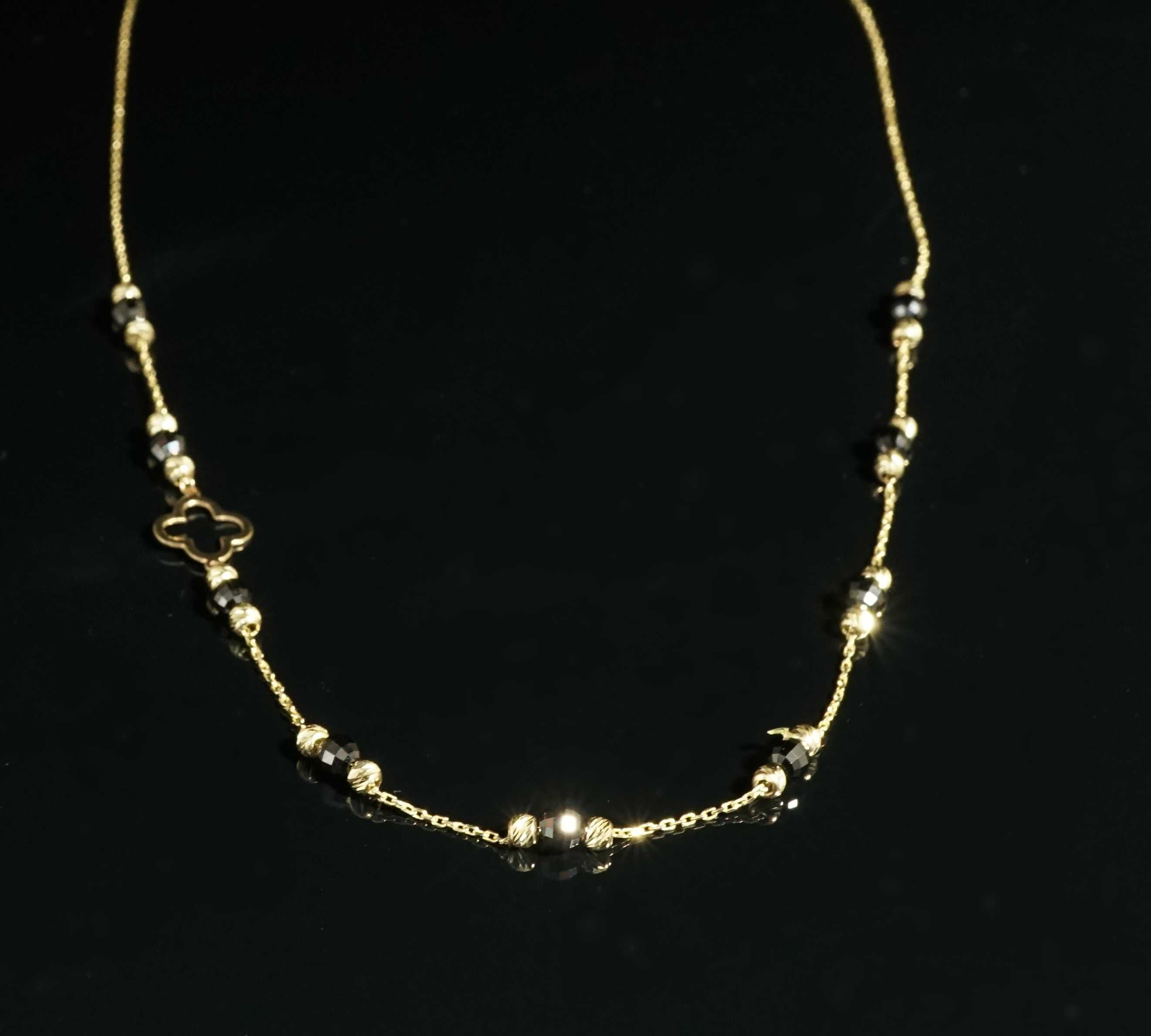 Złoto 585 - złoty łańcuszek Celebrytka damski z koniczynką