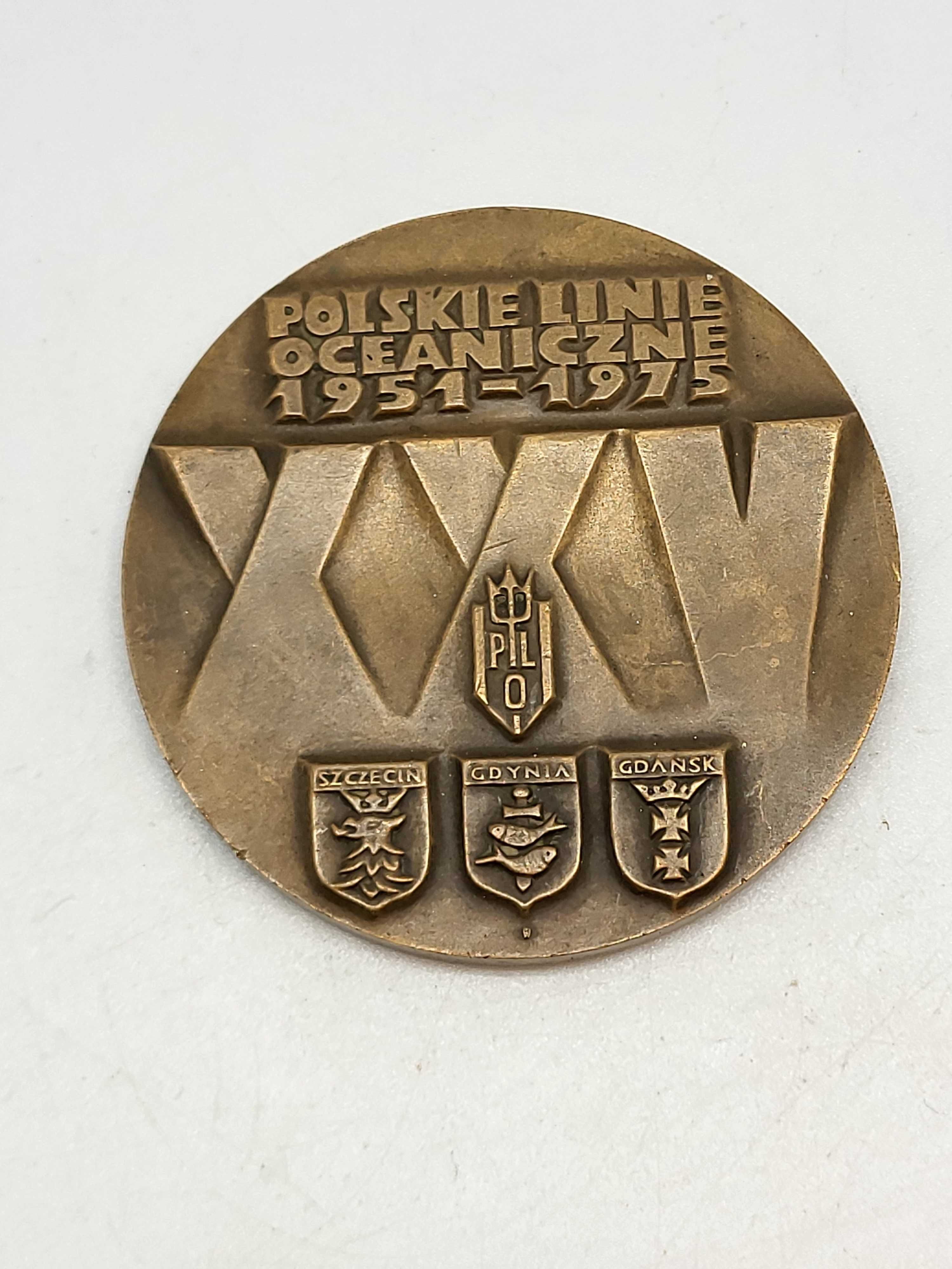 Stary Pamiątkowy Medal Polskie Linie Oceaniczne 1951r 1975r Gdańsk PRL