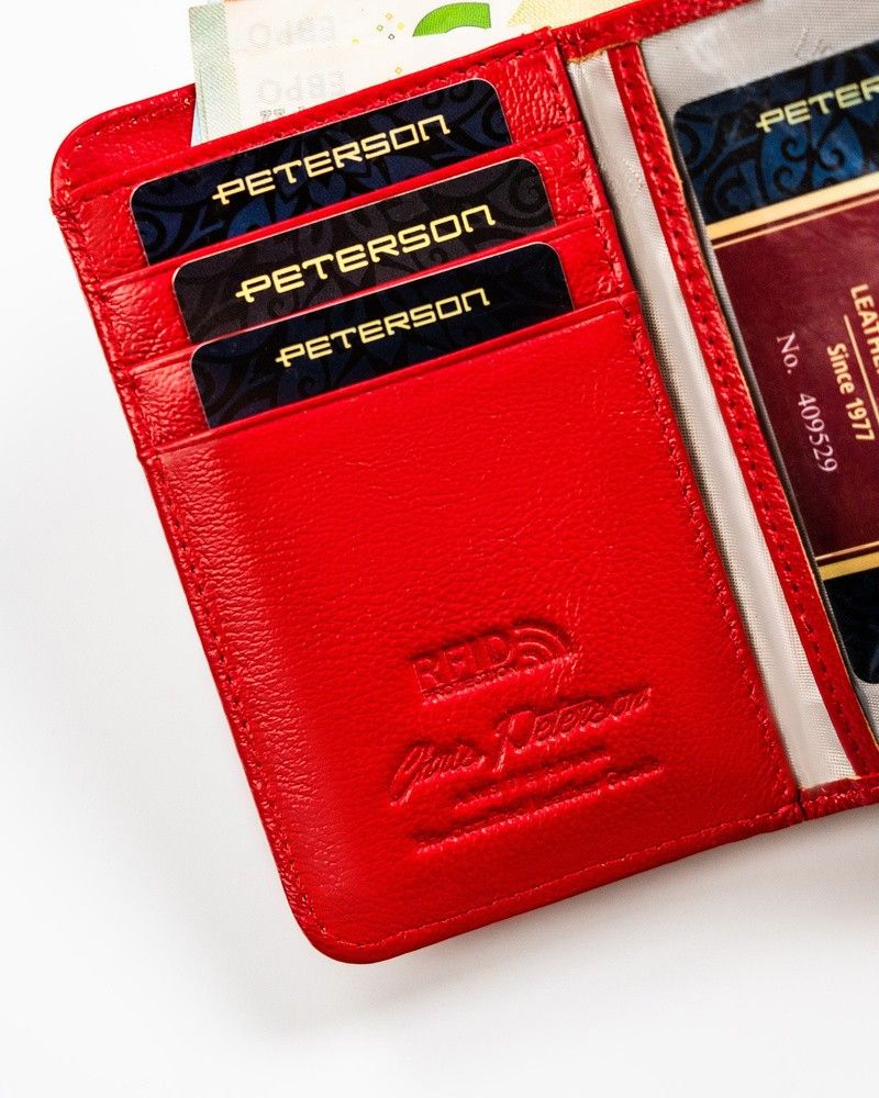 skórzany damski portfel z ochroną rfid - peterson