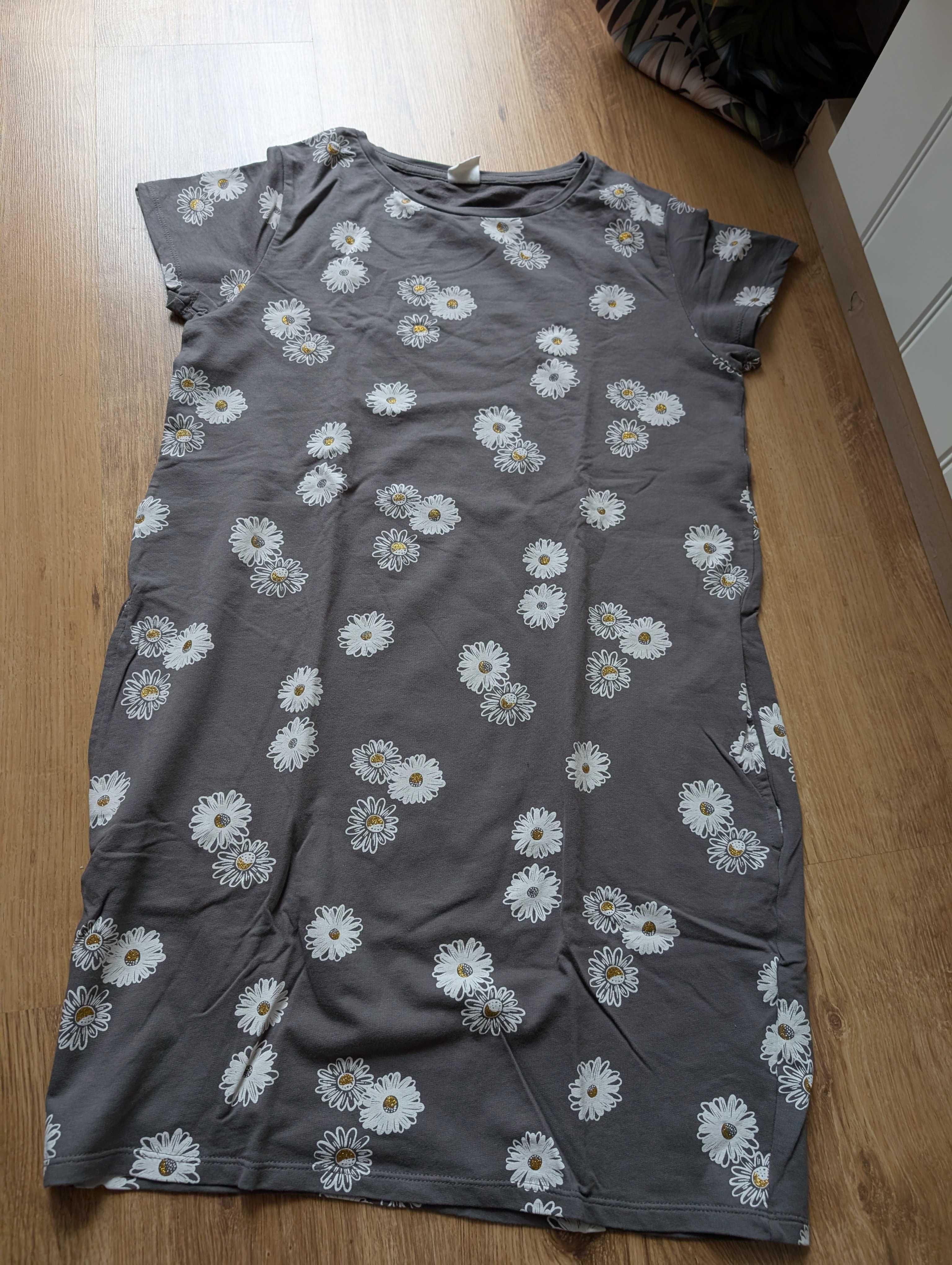 Cool club szara w kwiaty dresowa sukienka 170cm 164cm 11-12l+ idealny