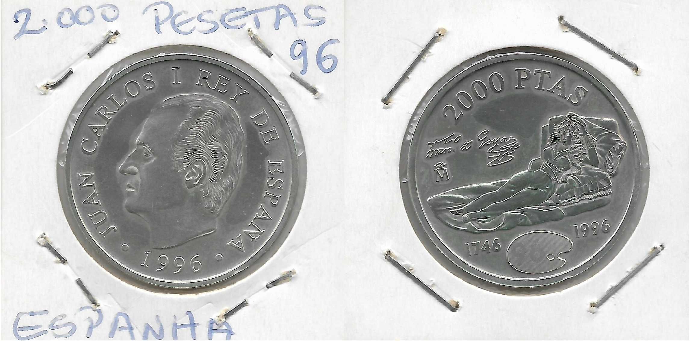 Espanha. 2.000 Pesetas em Prata. 8 Moedas. Anos seguidos.