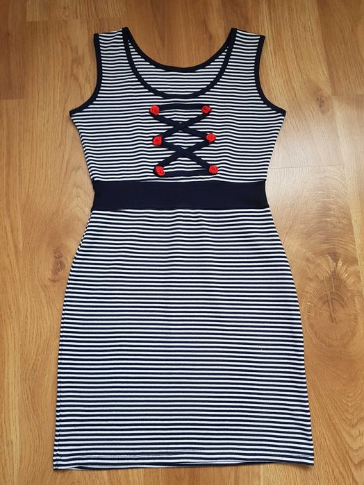 Granatowo-biała sukienka XS/S