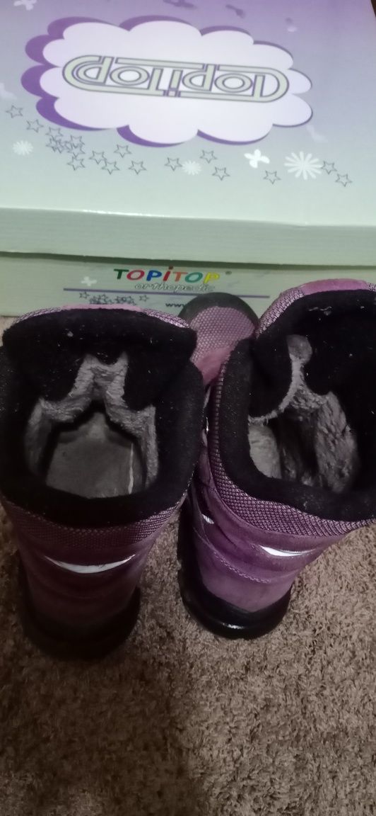 Ботинки (Черевики) зимові TOPITOP  фіолетові, замш+текстиль 33р.