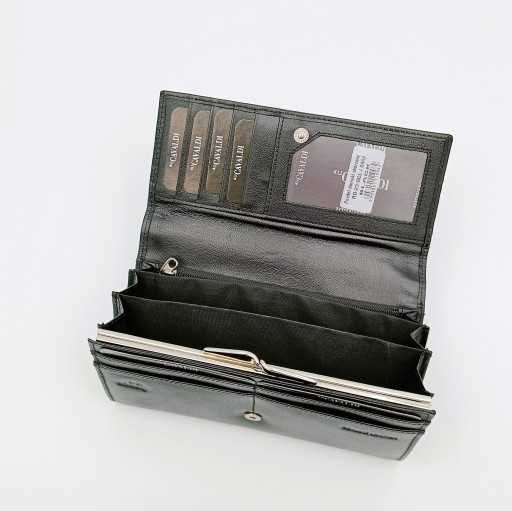 Portfel damski SKÓRA NATURALNA czarny pojemny jakość RFID prezent