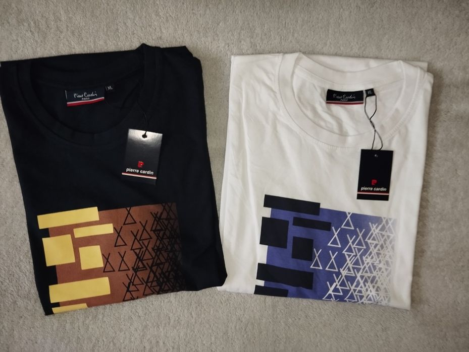 2 X nowa koszulka t-shirt Pierre Cardin XL biała granatowa bawełna