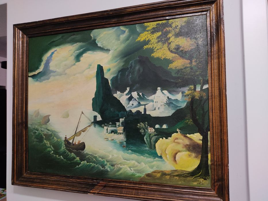 P.Szypulewski"Tajemniczy port"-niesamowity obraz olejny na płótnie!