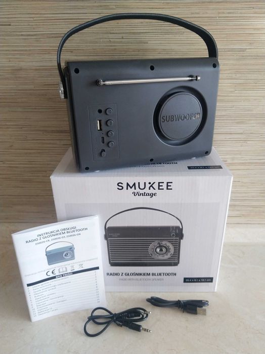 NAJTANIEJ Radio z Głośnikiem BT usb Wbudowana Bateria Vintage Wysyłka