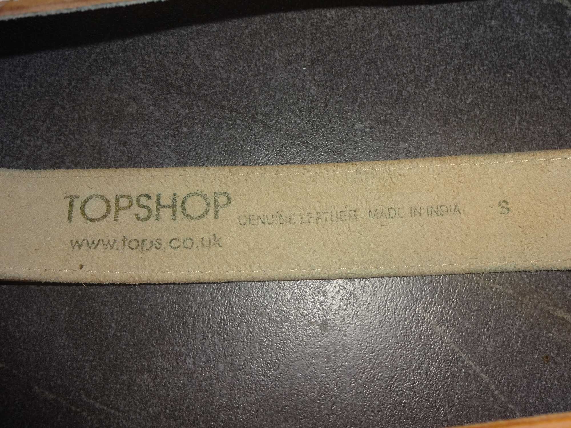 TOPSHOP Genuine Leather brązowy skórzany pasek kwiaty skóra naturalna