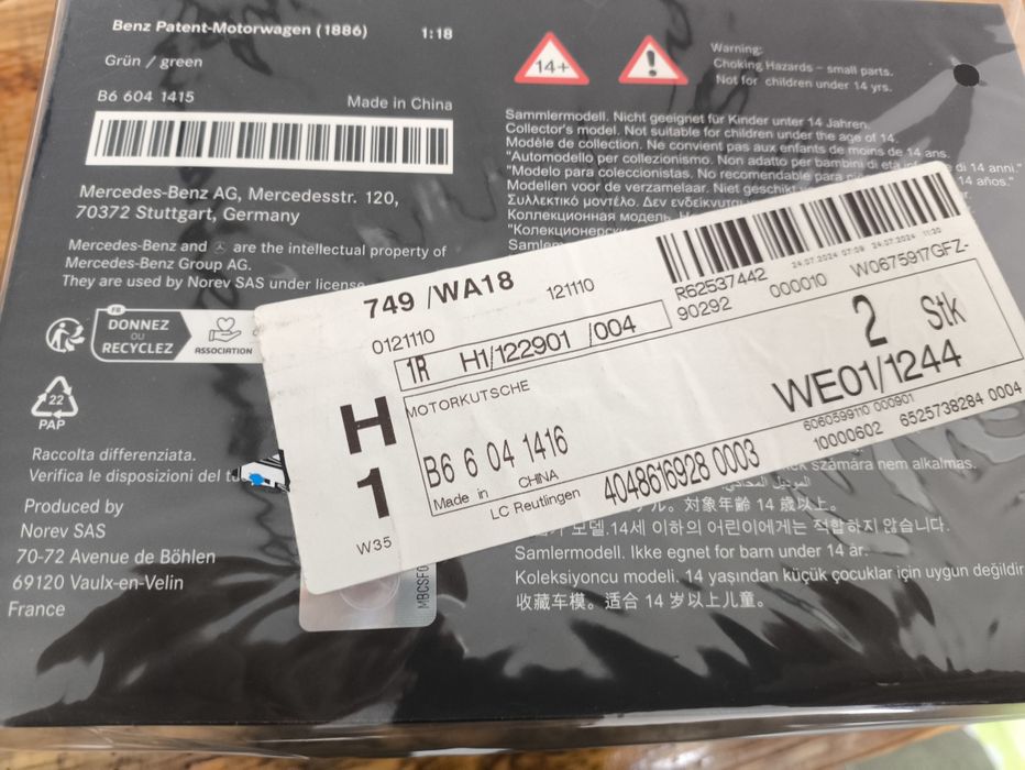 Miniatura 1 18 Mercedes Daimler carruagem 1886