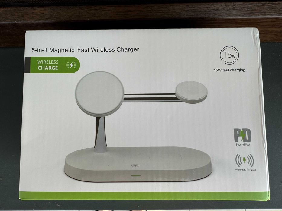 Ładowarka indukcyjna 3 w 1 15W Magnetic MagSafe white biała/biały