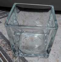 Świecznik szklany grube szkło
