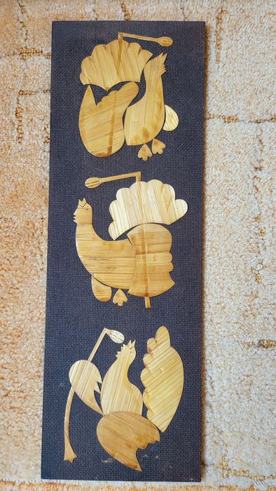СССР. Картина панно из соломки "Глухари"