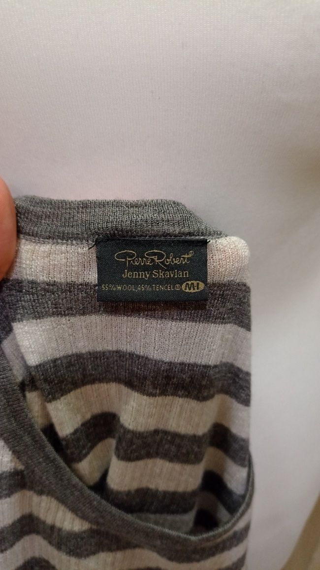 Śliczna bluzka koszulka wełniana, Merino Wool wełna, Pierre Robert M/