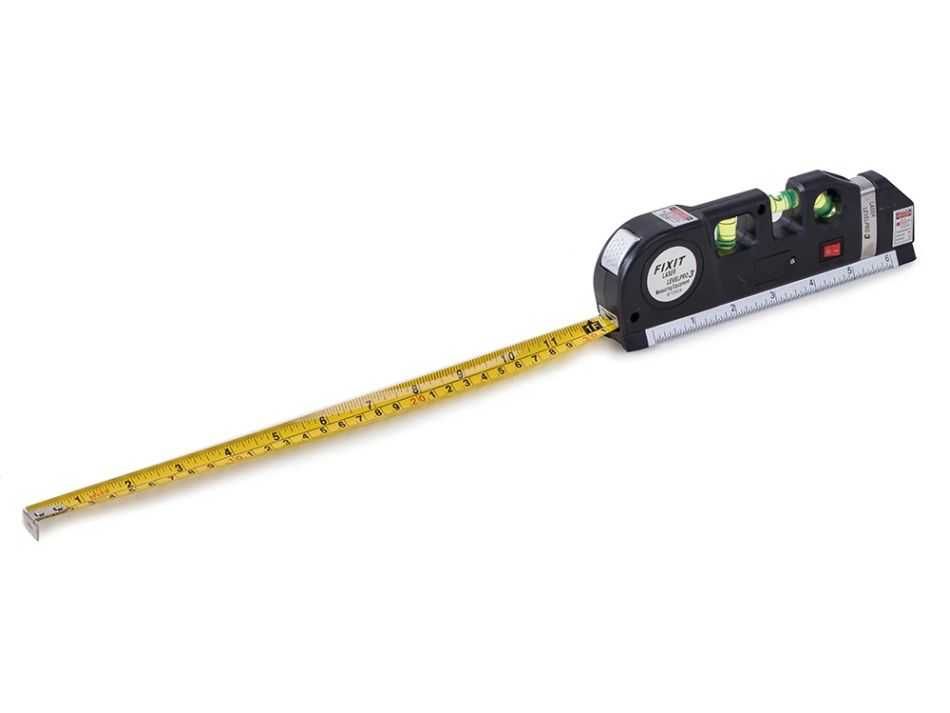 Poziomica laser z miarą 250cm LED czerwony laser 3 libele MAT-T-271
