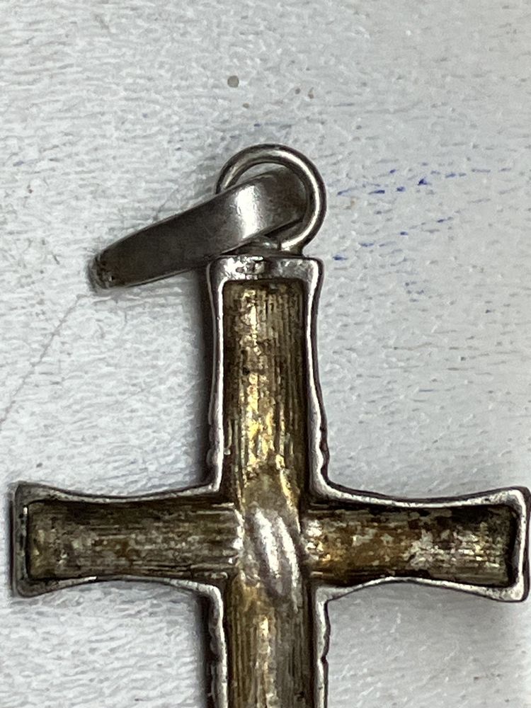 srebro antyczne krzyż medalik duze oczko