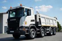 Scania G 410 / 8X4 / ZABUDOWA SAMOWYŁADOWCZA DO ASFALTU / 2X HYDROKLAPA / DACH HYDRAULICZNY / POD ROZŚCIEŁACZ