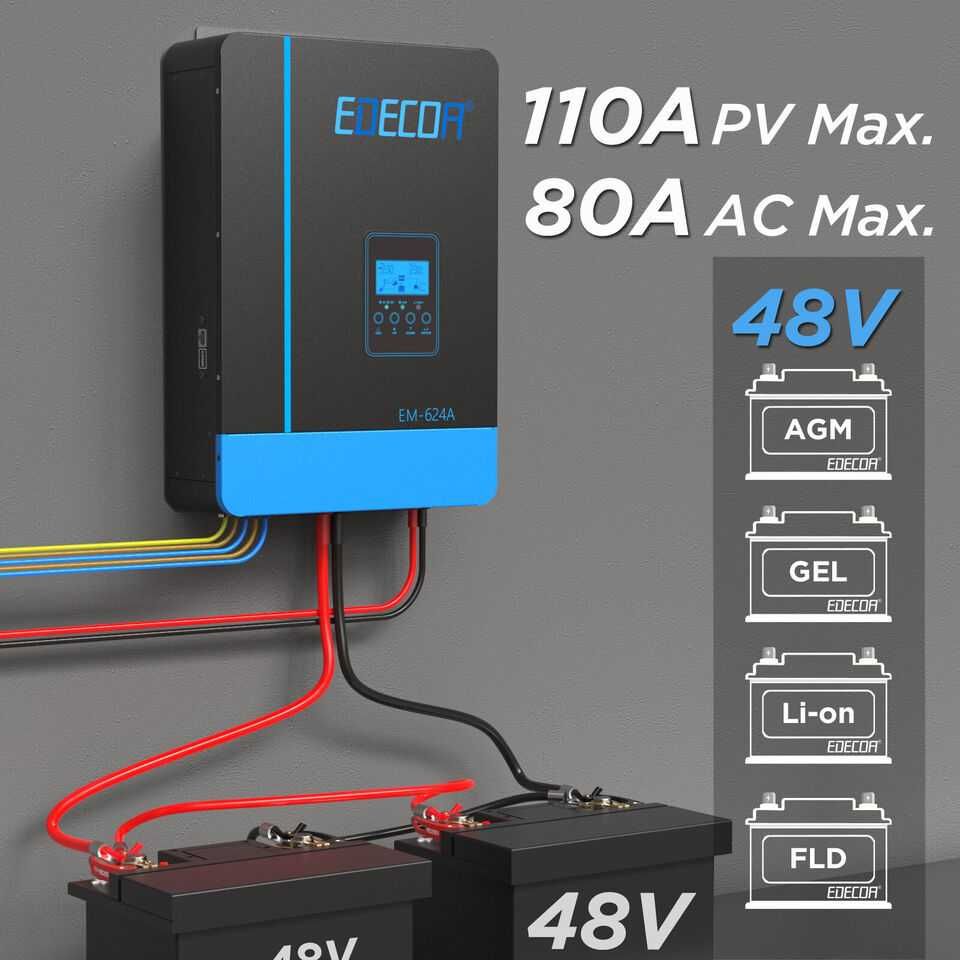 Гібридний інвертор EDECOA ЕМ-624А 6200W 48V MPPT 110A PV 55-450VDC BMS