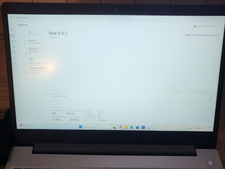 Laptop lenovo ideapad 3 ryzen 5 3500u vega8 2gb