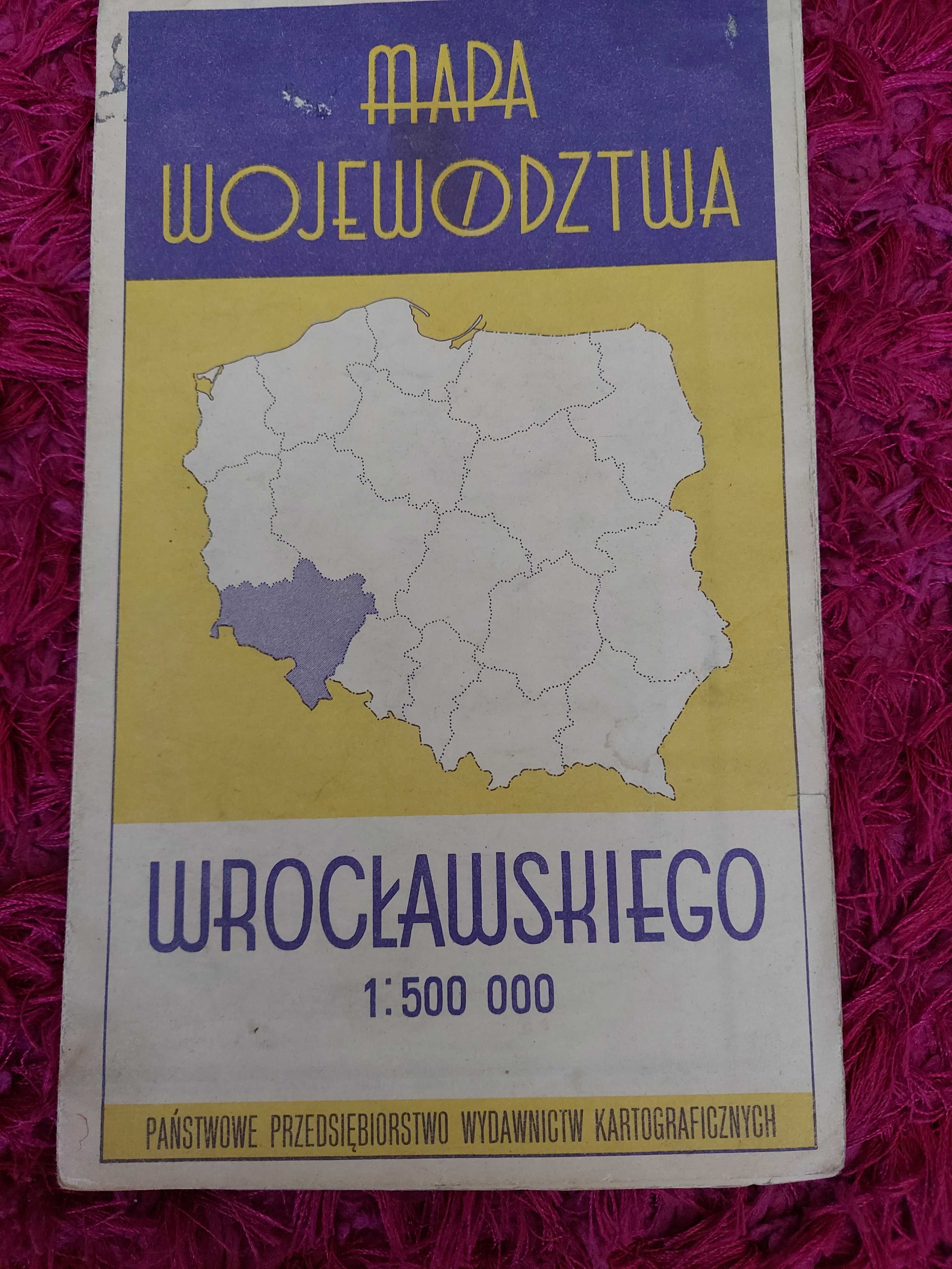 mapa województwa wrocławskiego 1965 rok