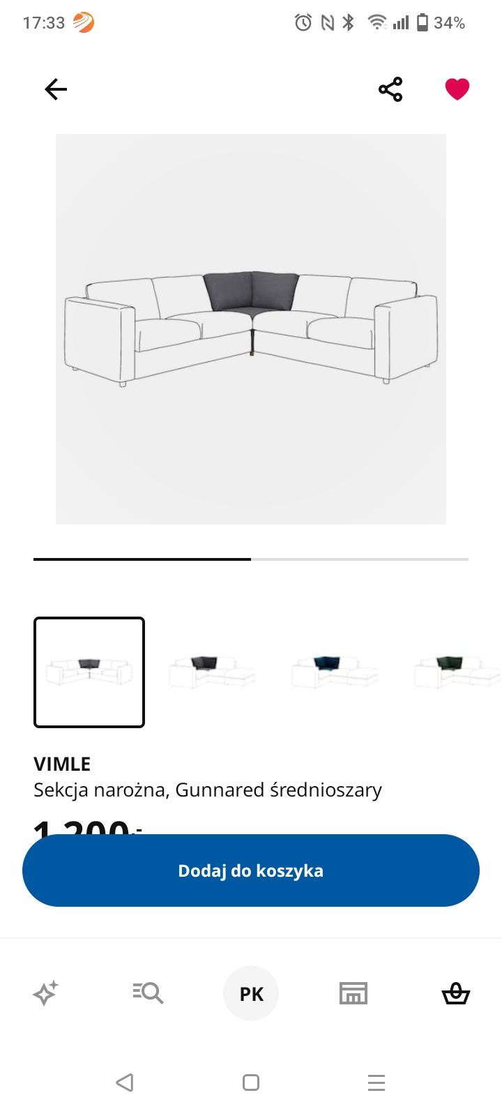 Sekcja narożna IKEA vimle