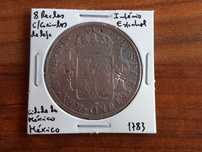 Moeda 8 Reales México 1783 C/Vários Carimbos
