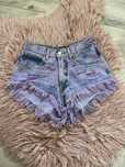 Krotkie spodenki wysoki stan liliowe 100% bawelna Miss denim S