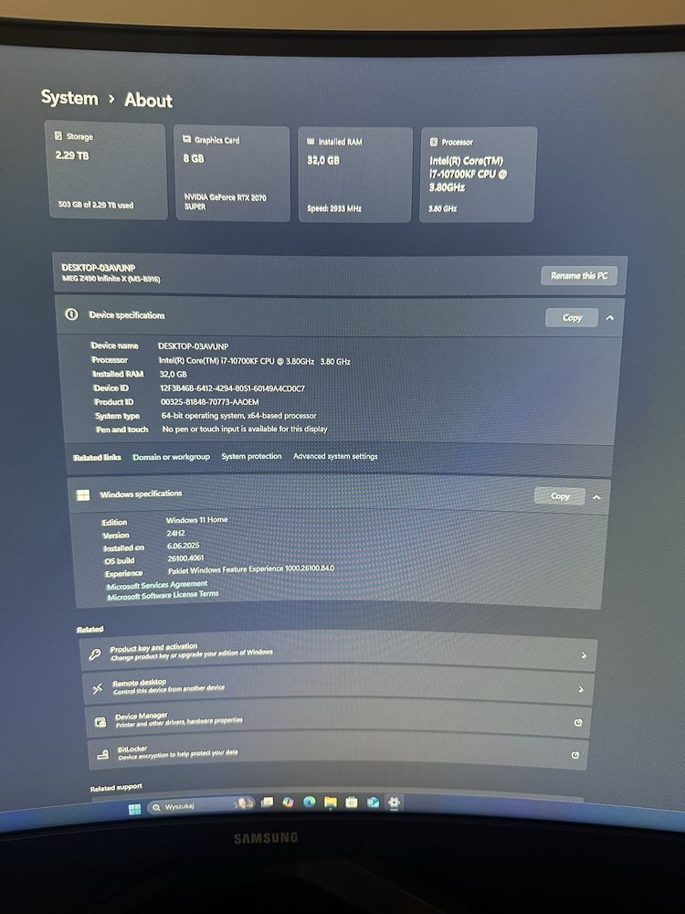 Komputer gamingowy MSI + Monitor SAMSUNG Odyssey G5 34