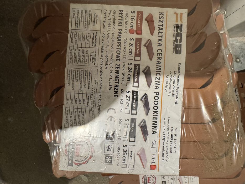 Plytka klinkierowa parapetowa 16 cm ZCB