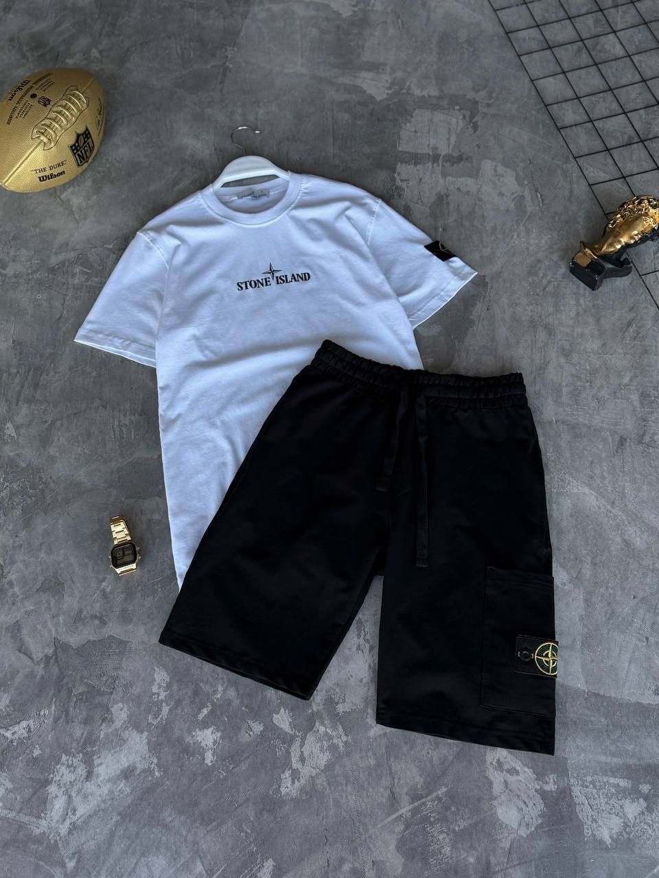 Stone Island | Чоловічий комплект: футболка + шорти | Premium Quality