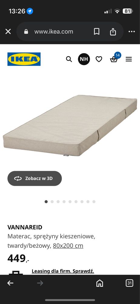 Ikea hemnes ze sprężynowymi materacami
