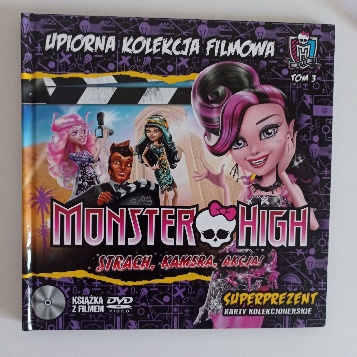 Monster High Super zestaw, 2 płyty z bajkami DVD, książka+ okulary
