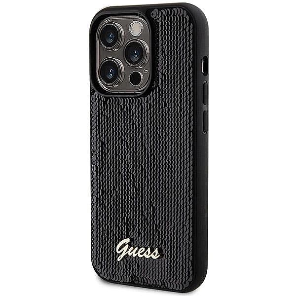 Etui Guess Sequin Script Metal na iPhone 13 Pro Max - czarne