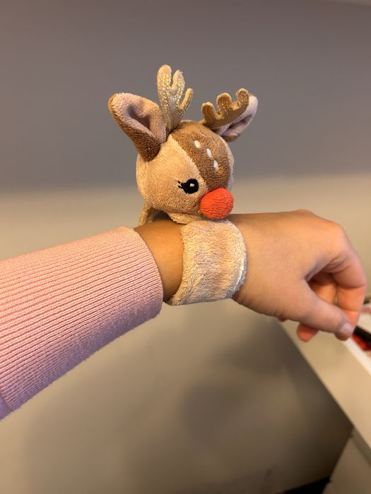 Zabawka na rączkę, renifer rudolf, opaska