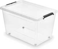 Pudło pojemniki plastikowe box organizer z pokrywką i kółkami 4x60l