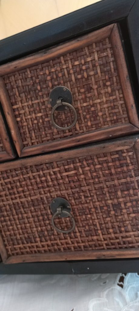 Cudna stara szafeczka drzewo tekowe ratan