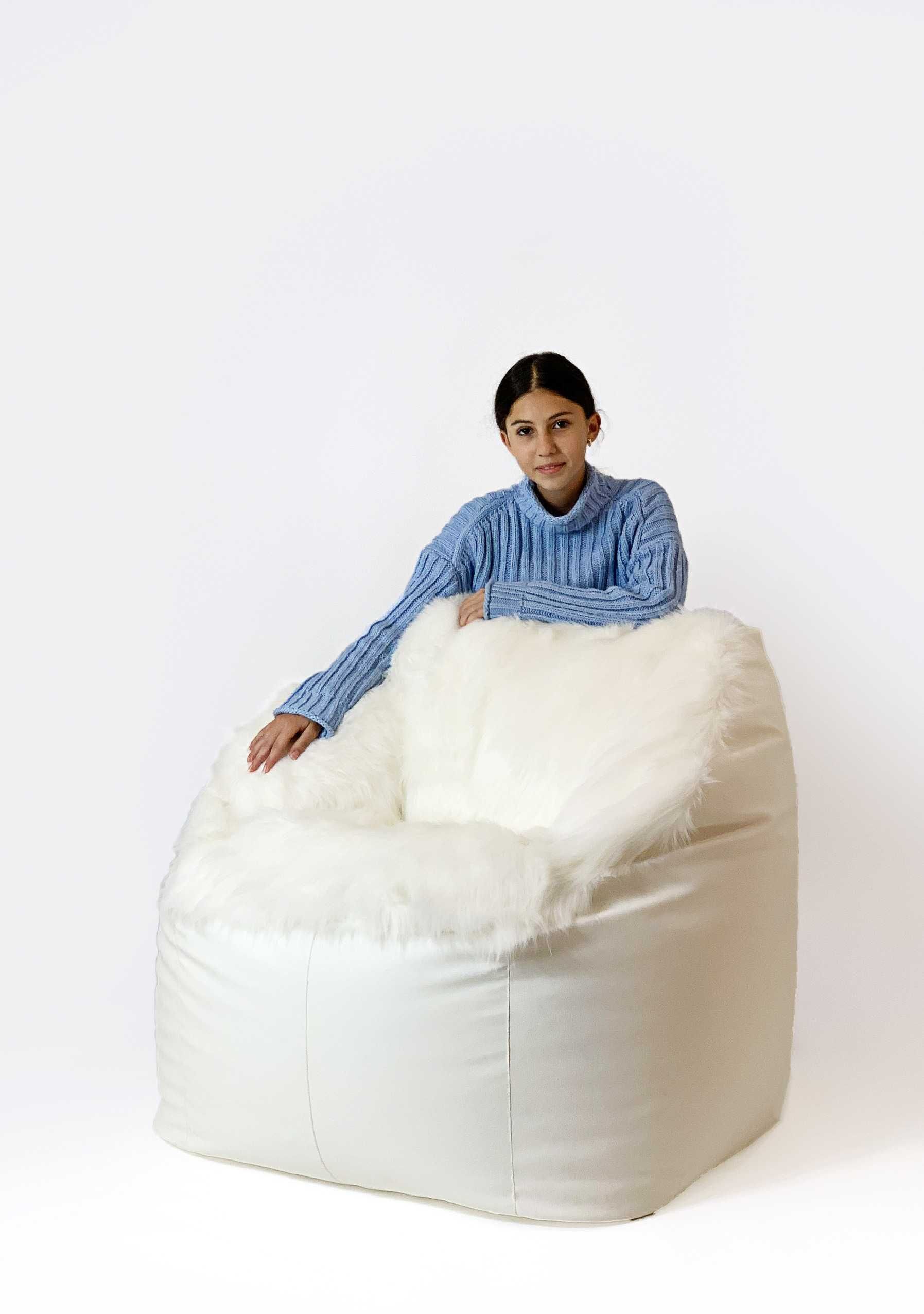 Luksusowa pufa FLUFFY ekoskóra fotel sako 3XL 120x100 cm na prezent