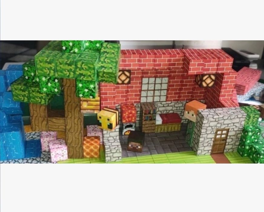 Klocki magnetyczne typu Minecraft 112szt i 2 figurki. Szybka wysyłka!!