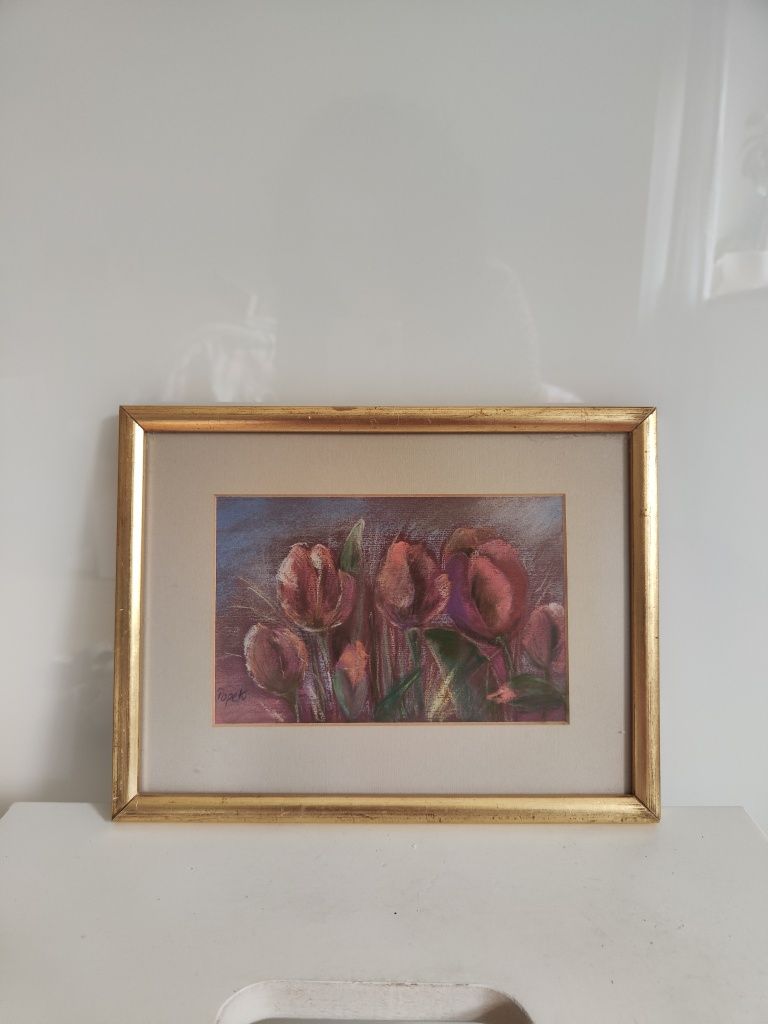 Obraz tulipany w ramce z passe partou
