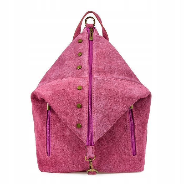 Plecak Damski Skórzany Zamszowy włoski torebka skórzana rozkładana