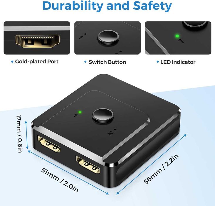 NOVO HDMI Switch 4K HDMI Splitter, Duplicador HDMI bidirecional