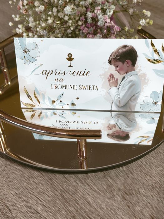 Zaproszenie dla chłopca na Pierwszą Komunię Świętą 12 szt
