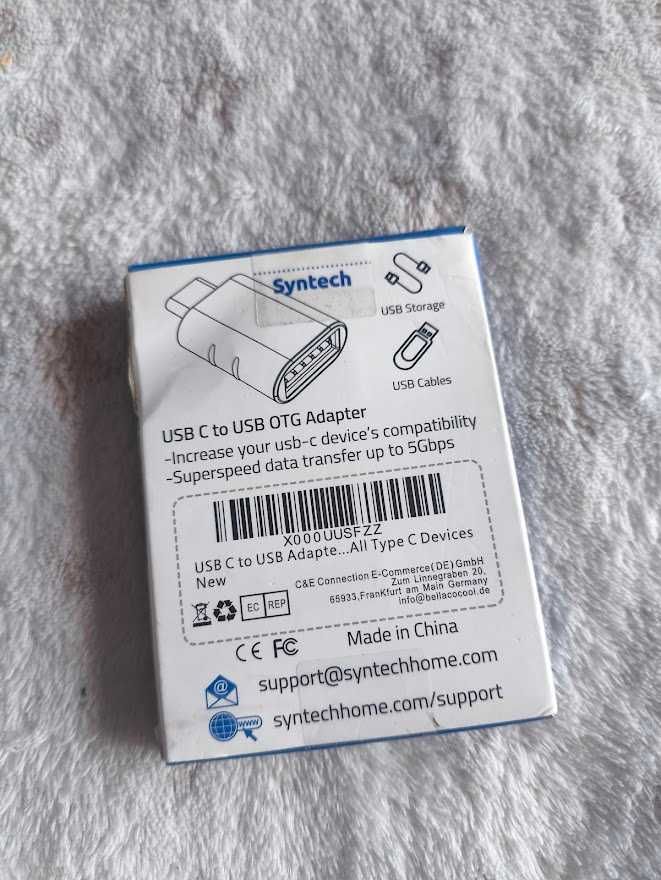Adapter Syntech USB na USB C OTG przejściówka szara 2 sztuki