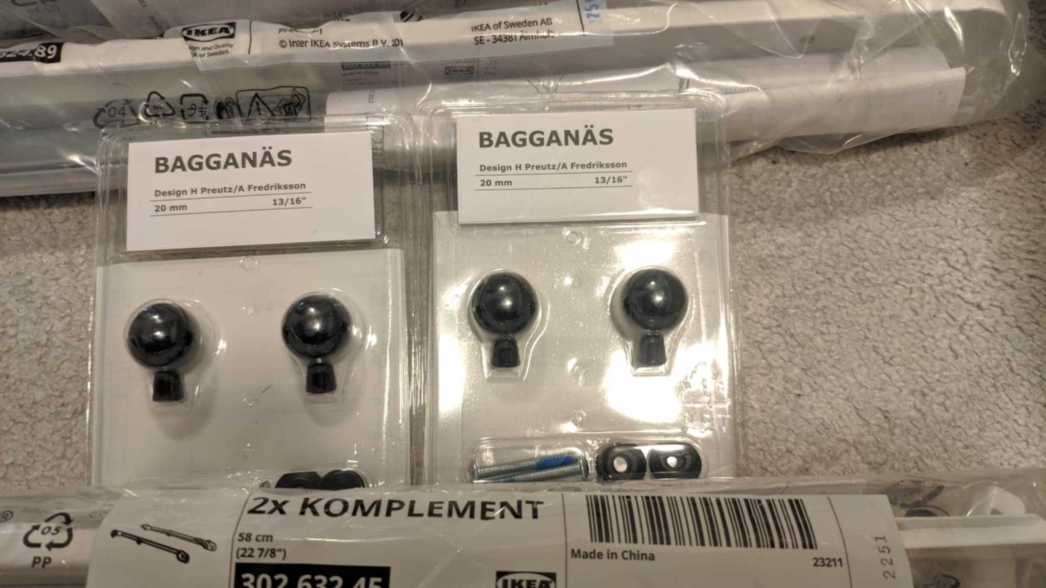 Nowe: Ikea BAGGANÄS, szyny na kosze, wieszaki 58cm  i kosze druciane