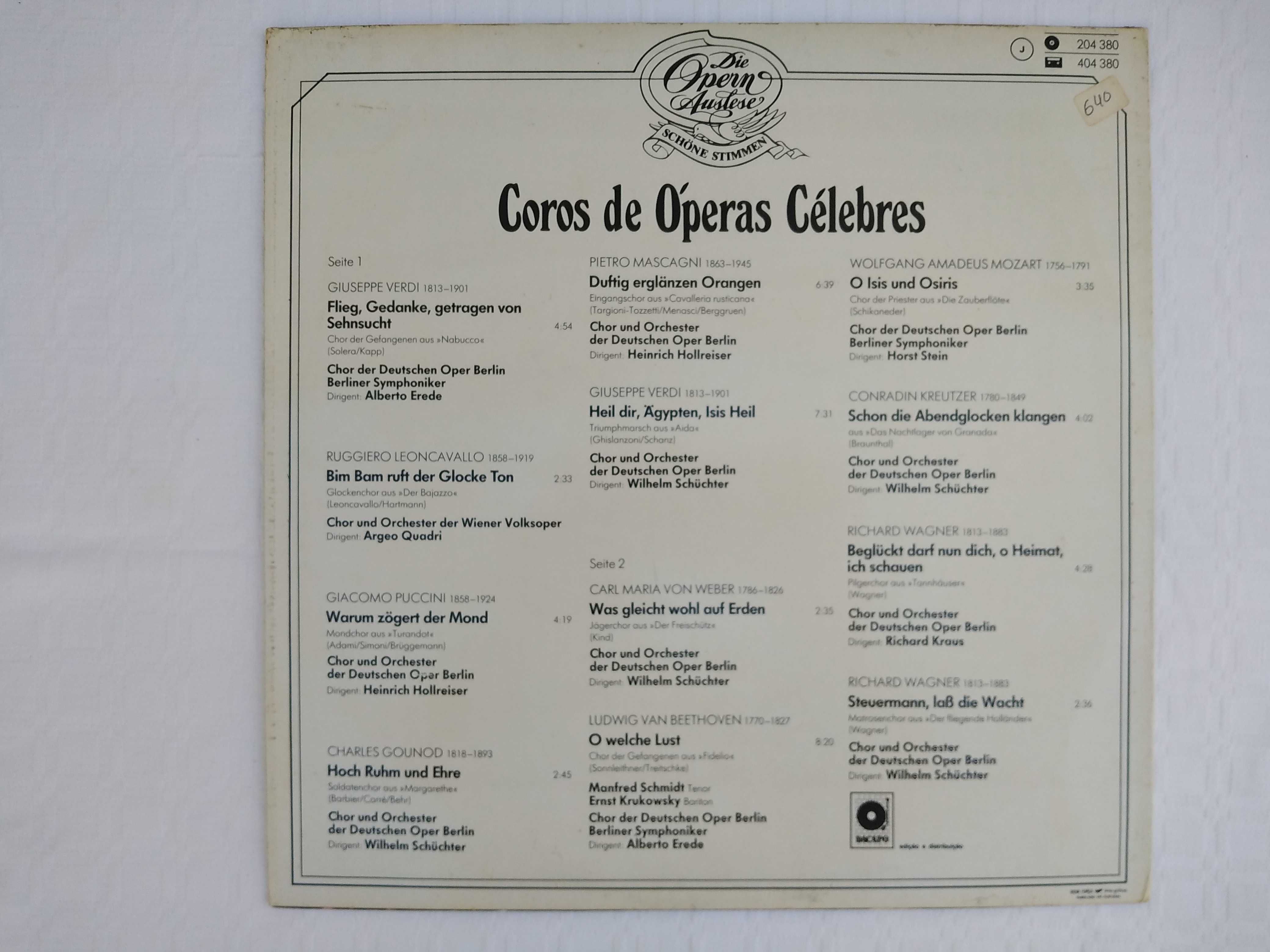 Vinil Coros de Ópera Célebres
