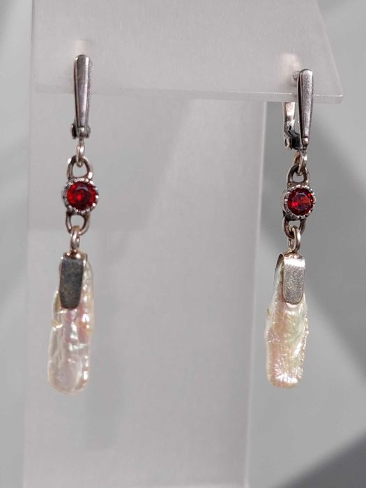 серебряные  серьги с жемчугом Бива