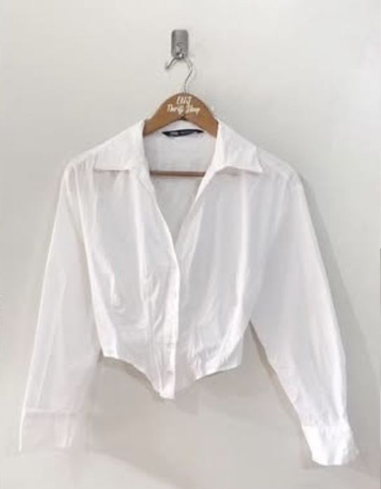 Koszula krótka asymetryczna biała Zara rozmiar S